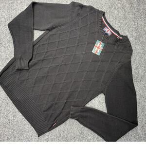 Soul Of London NEW Black Diamond Knit Sweater Cotton Crewneck L